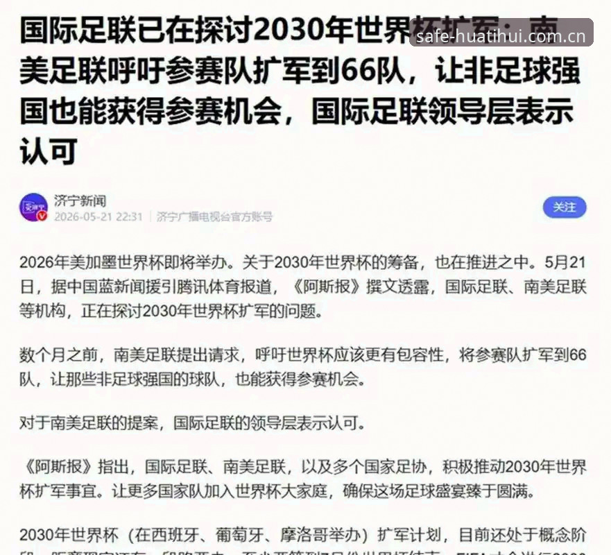 华体会下载教程 2030世界杯扩军至66队?中国足球机遇的全面解析与深度预测
